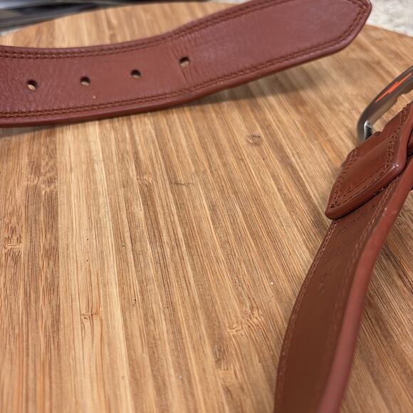 Shinola Detroit Tan Leather Size 34 Belt with Silver Buckle - Picture 4 of 7